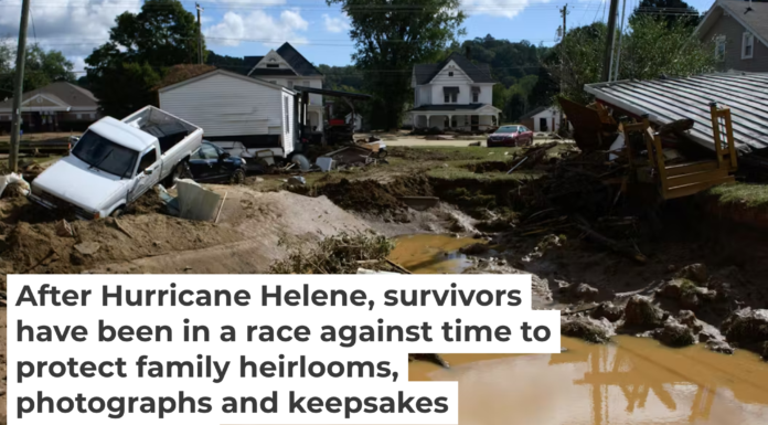 Damage and residual flooding from Mill Creek in the aftermath of Hurricane Helene on Sept. 29, 2024, in Old Fort, N.C. Melissa Sue Gerrits/Getty Images